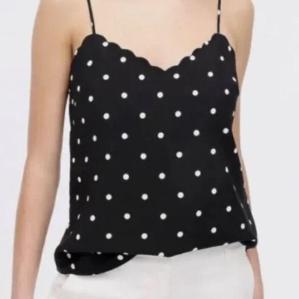 Black and White Polka Dot Spaghetti Strap Blouse Camisol Size 8/Medium